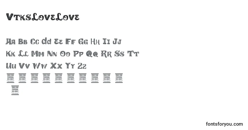 Шрифт VtksLoveLove – алфавит, цифры, специальные символы