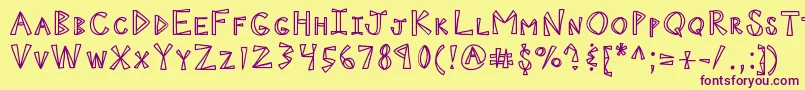 Kbninjapower Font – Purple Fonts on Yellow Background