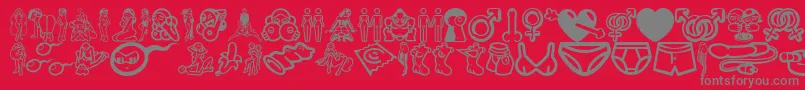 EroticaCd-Schriftart – Graue Schriften auf rotem Hintergrund