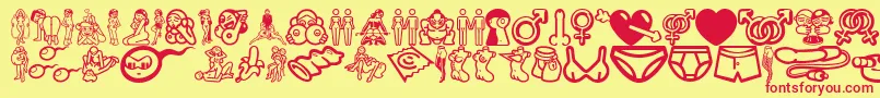 EroticaCd Font – Red Fonts on Yellow Background