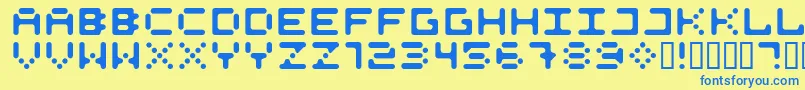 フォント525round – 青い文字が黄色の背景にあります。