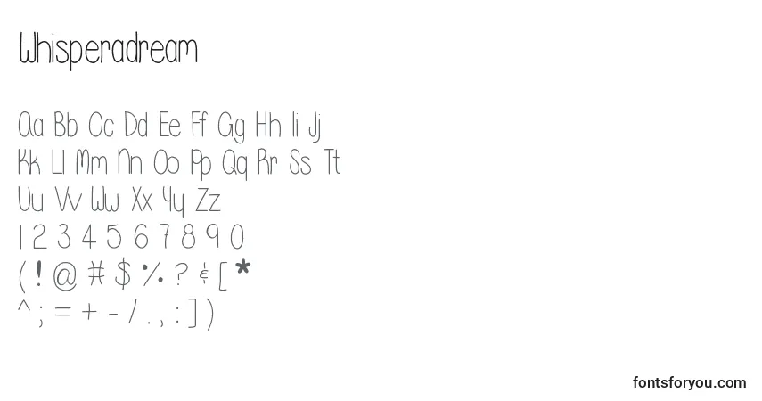 Schriftart Whisperadream – Alphabet, Zahlen, spezielle Symbole