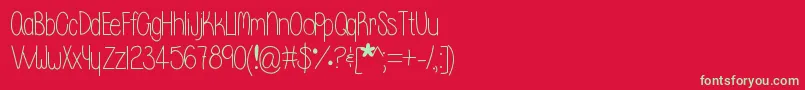 フォントWhisperadream – 赤い背景に緑の文字