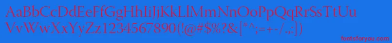 WarnockproLightdisp Font – Red Fonts on Blue Background