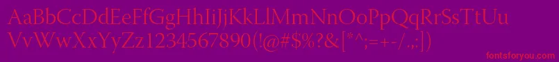 WarnockproLightdisp Font – Red Fonts on Purple Background