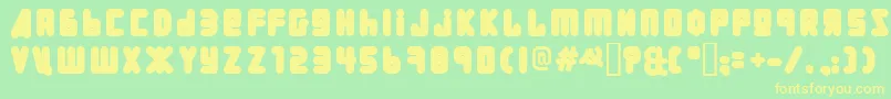 フォントUralPha – 黄色の文字が緑の背景にあります
