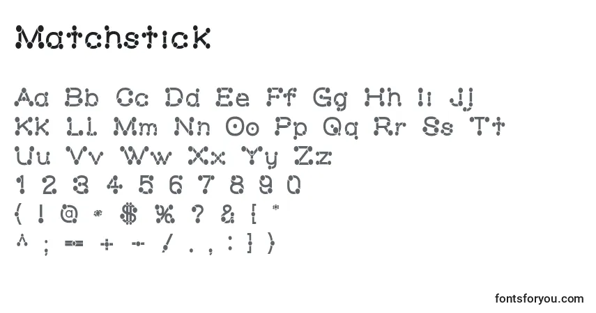 A fonte Matchstick – alfabeto, números, caracteres especiais