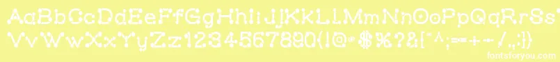 Matchstick-Schriftart – Weiße Schriften auf gelbem Hintergrund