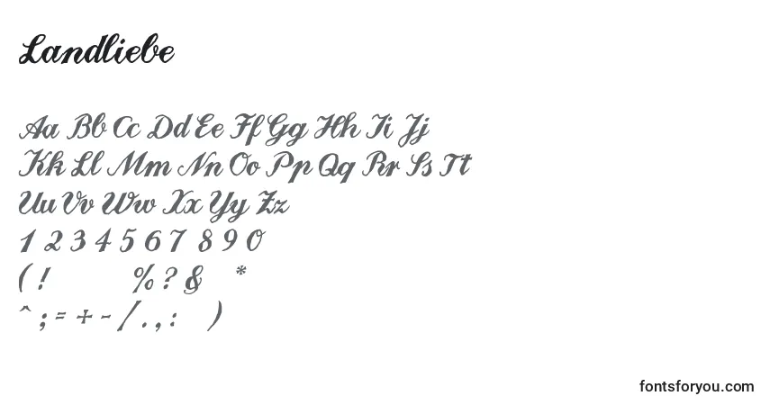Шрифт Landliebe – алфавит, цифры, специальные символы