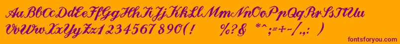 Landliebe-Schriftart – Violette Schriften auf orangefarbenem Hintergrund