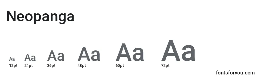 Размеры шрифта Neopanga
