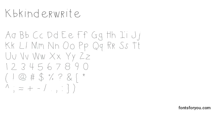 Czcionka Kbkinderwrite – alfabet, cyfry, specjalne znaki
