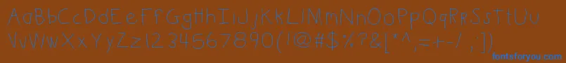 Kbkinderwrite Font – Blue Fonts on Brown Background