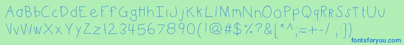 Kbkinderwrite Font – Blue Fonts on Green Background