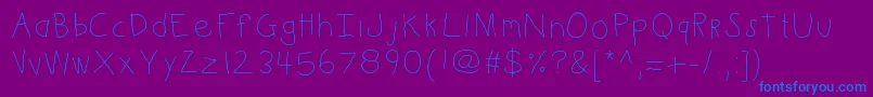 Kbkinderwrite-Schriftart – Blaue Schriften auf violettem Hintergrund