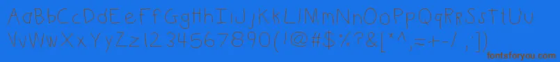 Kbkinderwrite Font – Brown Fonts on Blue Background