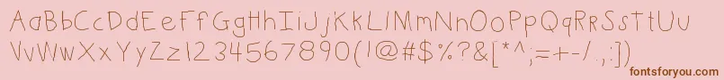 Kbkinderwrite Font – Brown Fonts on Pink Background