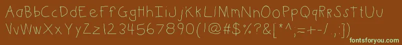 Kbkinderwrite Font – Green Fonts on Brown Background