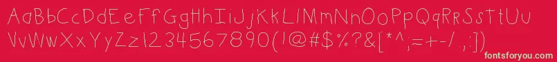 Kbkinderwrite Font – Green Fonts on Red Background