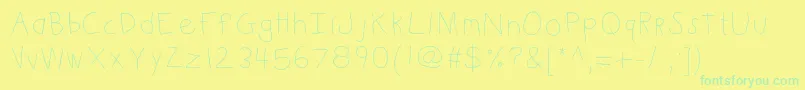 Kbkinderwrite-fontti – vihreät fontit keltaisella taustalla