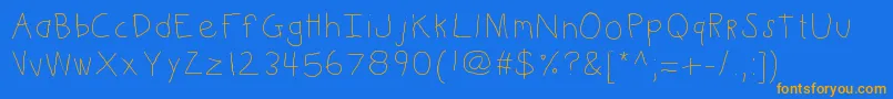 Kbkinderwrite Font – Orange Fonts on Blue Background