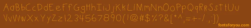 Kbkinderwrite Font – Orange Fonts on Brown Background