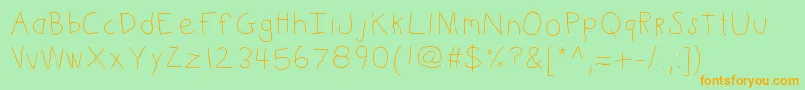 Kbkinderwrite Font – Orange Fonts on Green Background
