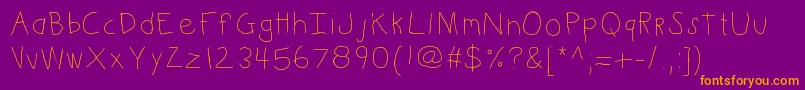 Kbkinderwrite Font – Orange Fonts on Purple Background