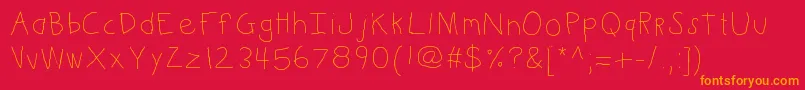 Kbkinderwrite Font – Orange Fonts on Red Background