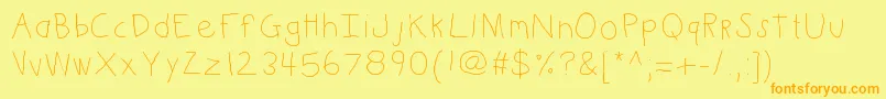 Kbkinderwrite Font – Orange Fonts on Yellow Background