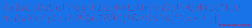 Kbkinderwrite Font – Red Fonts on Blue Background