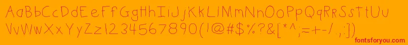 Kbkinderwrite Font – Red Fonts on Orange Background