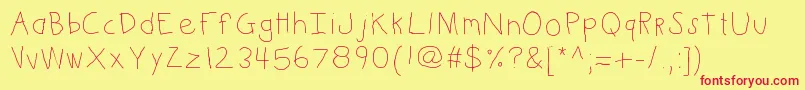 Kbkinderwrite Font – Red Fonts on Yellow Background