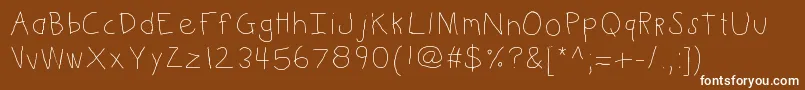 Kbkinderwrite Font – White Fonts on Brown Background