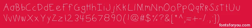 フォントKbkinderwrite – 赤い背景に白い文字