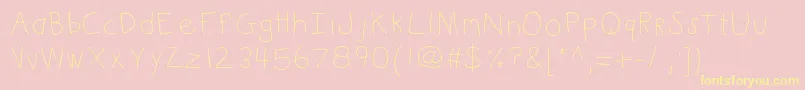 Kbkinderwrite-Schriftart – Gelbe Schriften auf rosa Hintergrund