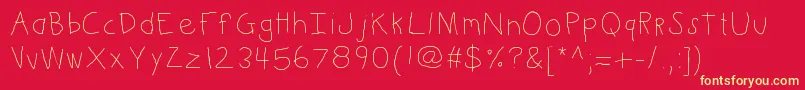 フォントKbkinderwrite – 黄色の文字、赤い背景