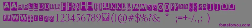 DzrInscription-fontti – violetit fontit harmaalla taustalla