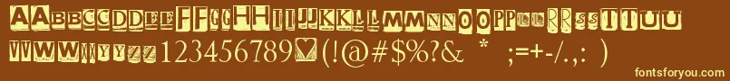 DzrInscription-fontti – keltaiset fontit ruskealla taustalla