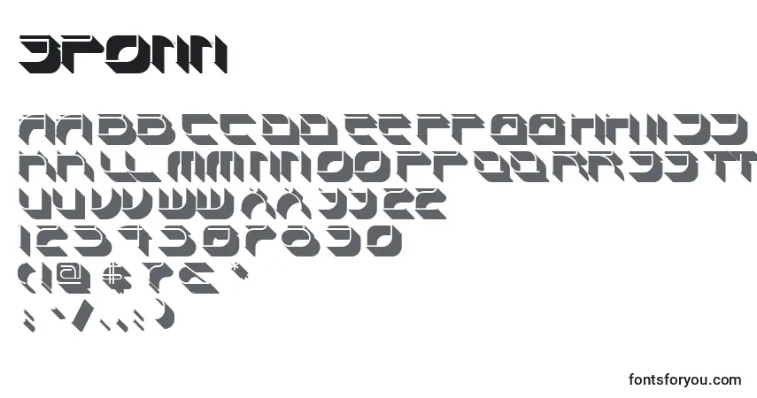 Шрифт Sponn – алфавит, цифры, специальные символы