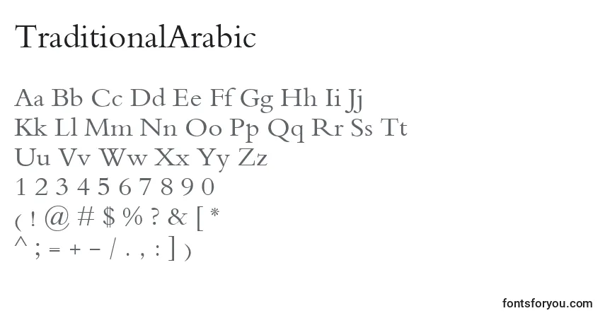 Шрифт TraditionalArabic – алфавит, цифры, специальные символы