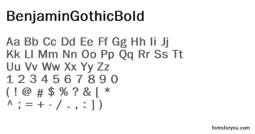 A fonte BenjaminGothicBold – alfabeto, números, caracteres especiais