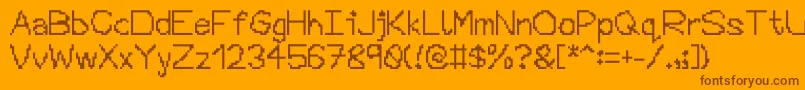 Tairo-Schriftart – Braune Schriften auf orangefarbenem Hintergrund