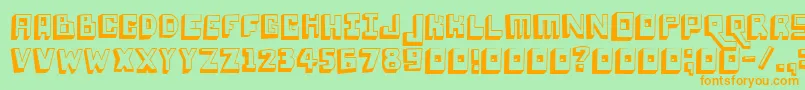 フォントLoweryauto – オレンジの文字が緑の背景にあります。