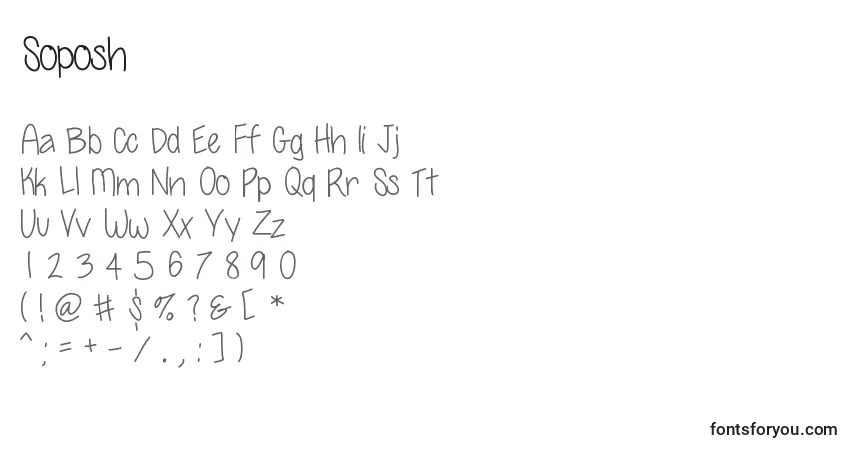 Czcionka Soposh – alfabet, cyfry, specjalne znaki