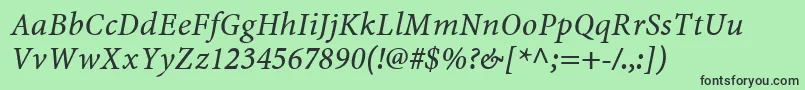 MinionwebproItalic Font – Black Fonts on Green Background