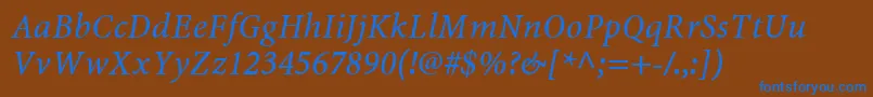 MinionwebproItalic Font – Blue Fonts on Brown Background