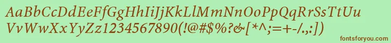 MinionwebproItalic Font – Brown Fonts on Green Background