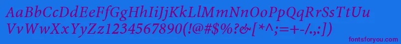 MinionwebproItalic Font – Purple Fonts on Blue Background