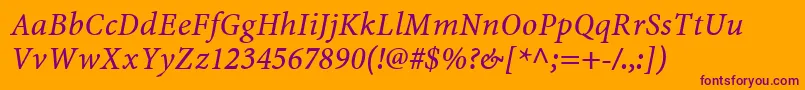 MinionwebproItalic Font – Purple Fonts on Orange Background